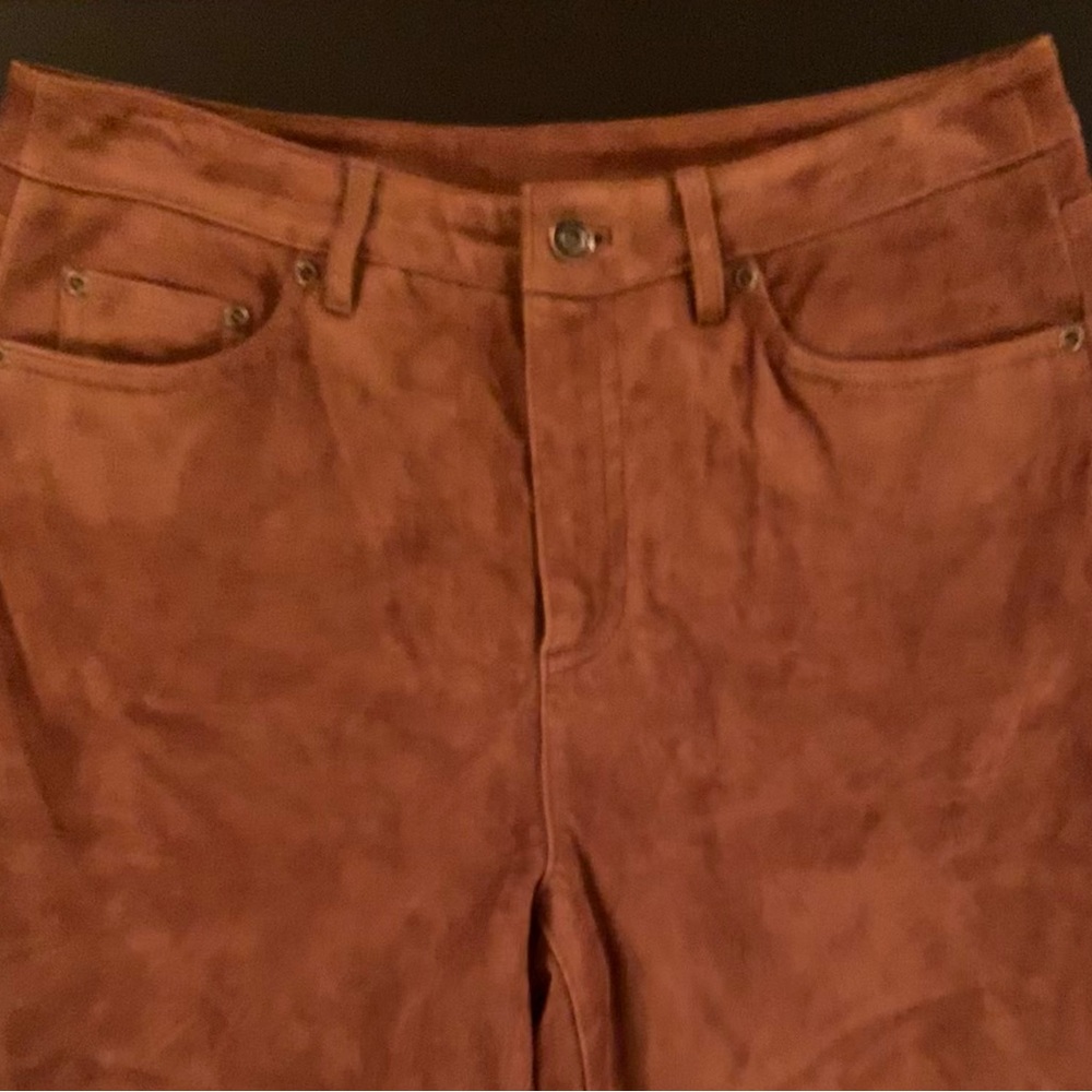 Brown Suede Leather Pants Talbots Size 8 - Picture 10 of 10